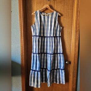 Madewell Gingham Tiered Midi Dress